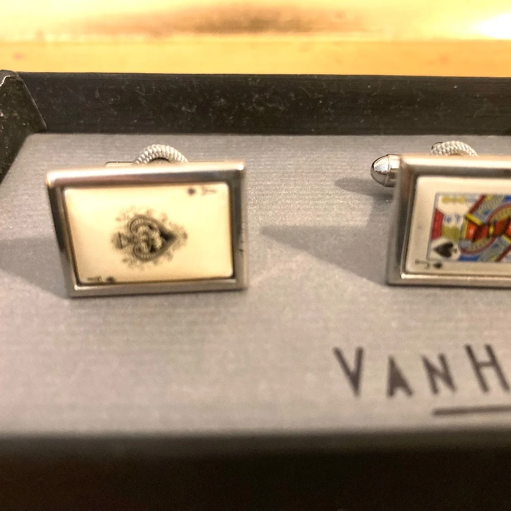 Van Heusen Black Jack Cufflinks  New Old Stock in box.
